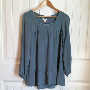 Sundance Silk Ruffle Beaded Square Neck Tunic S